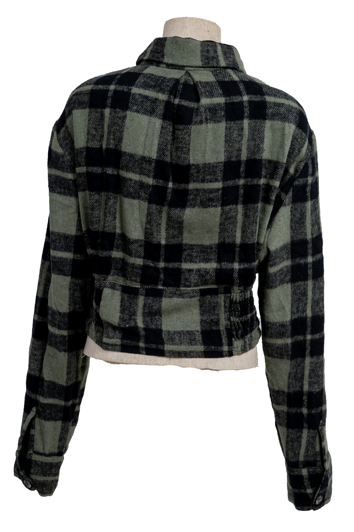 Cropped Green Plaid shirt