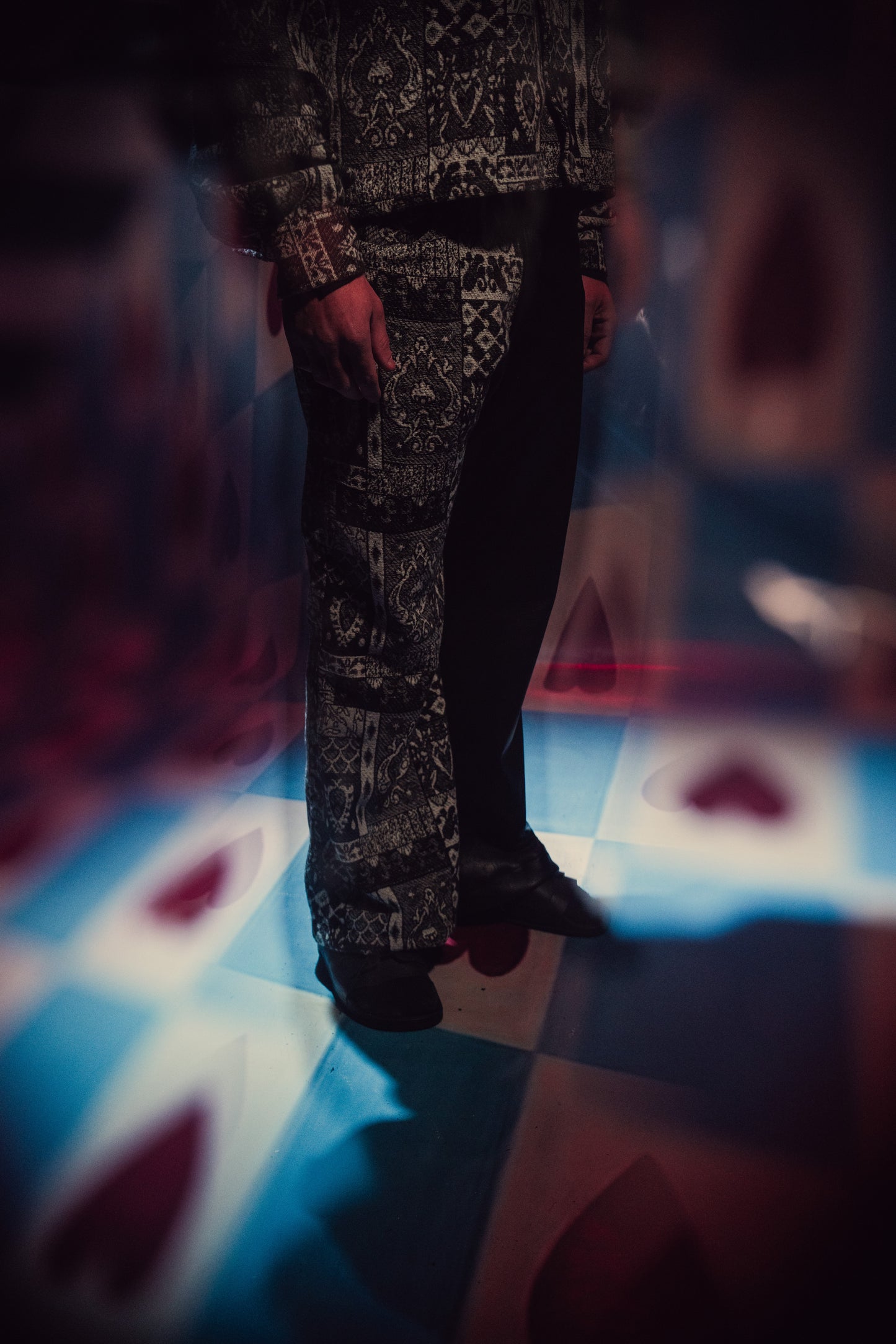 Black Genuine Leather Black Patterned Pants