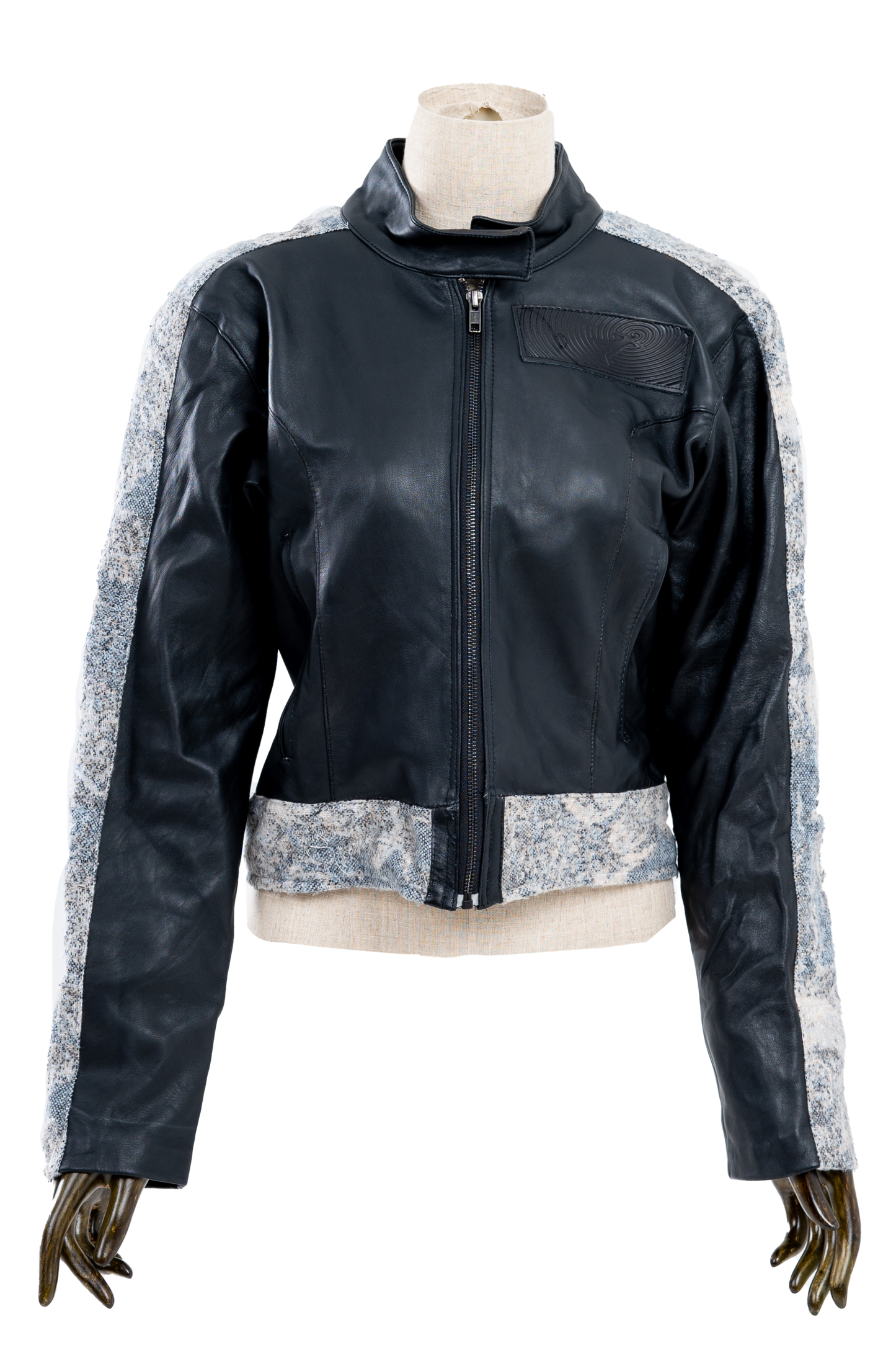 Genuine Leather Jacquard Racer Jacket