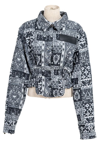 Black patterned cropped shirt