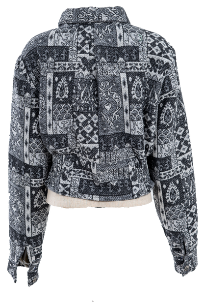 Black patterned cropped shirt