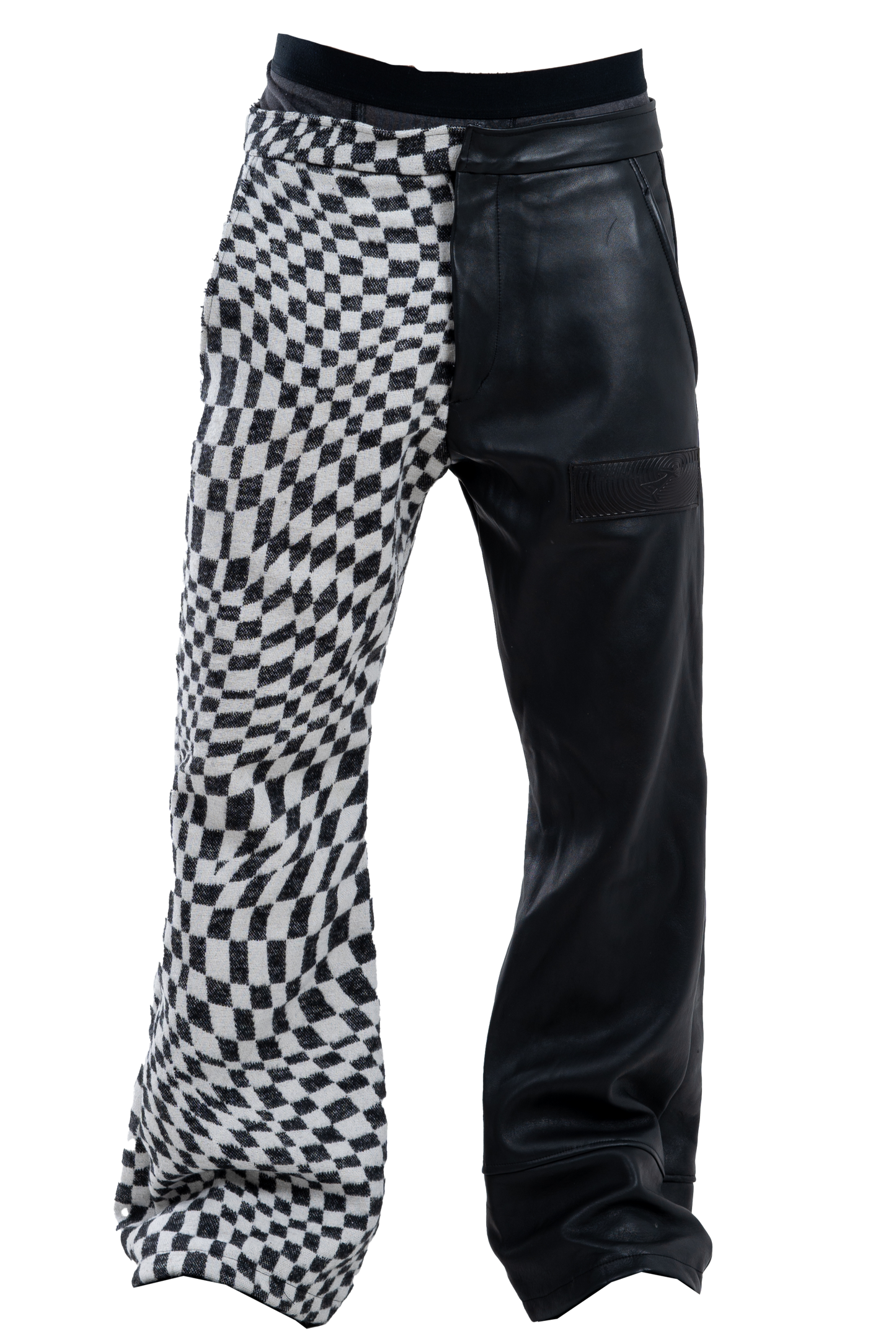 Genuine Leather Checkered Pants