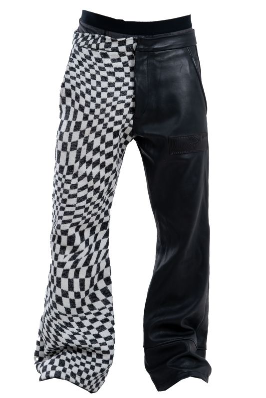 Genuine Leather Checkered Pants