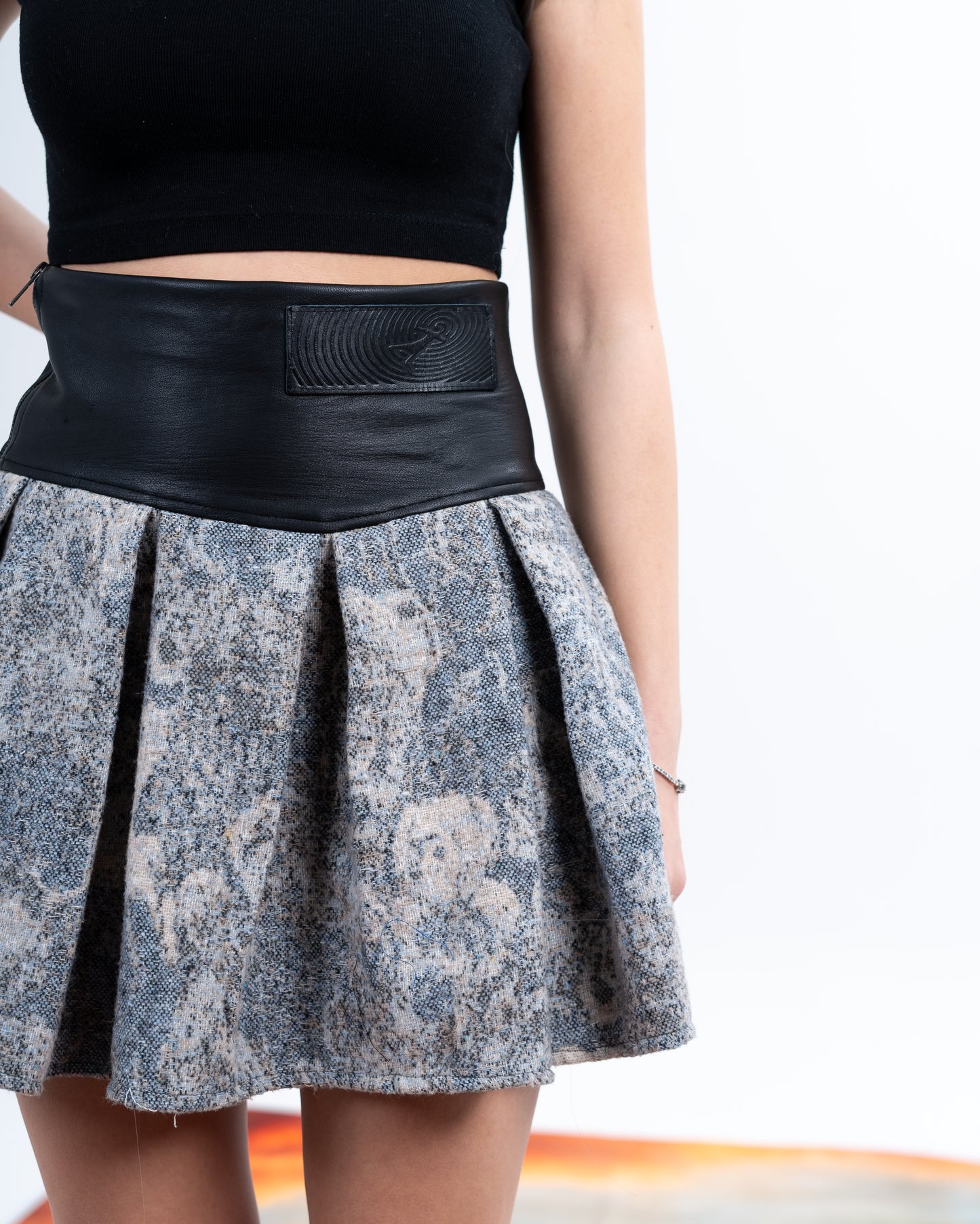 Genuine Leather & Alexandra Jacquard Skirt