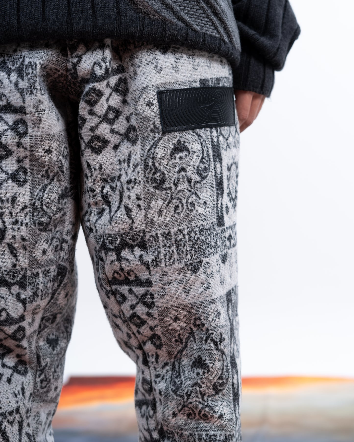 Gray/White Patterned Pants