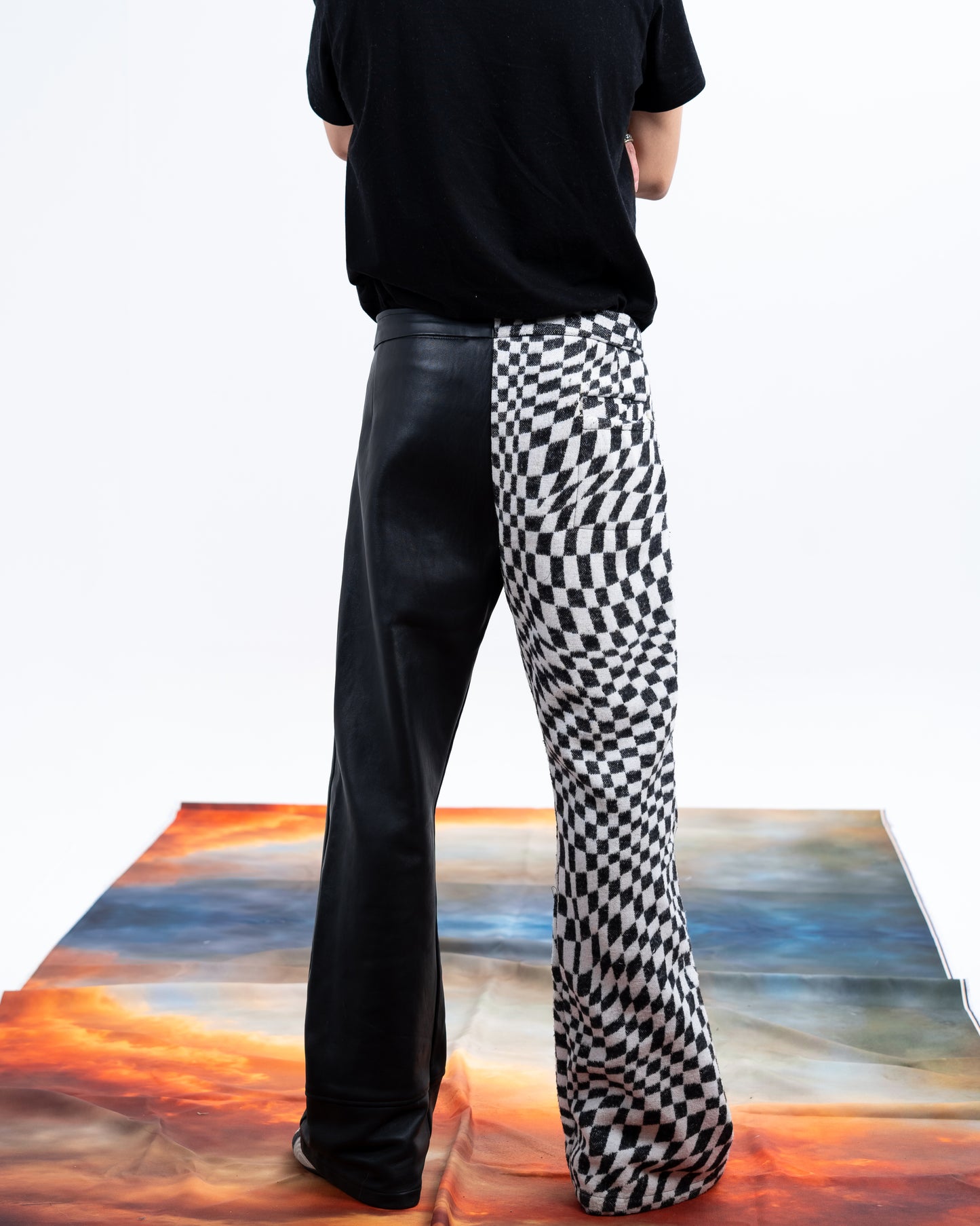 Genuine Leather Checkered Pants