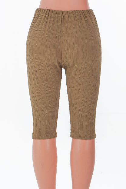 Brown Textured Capri