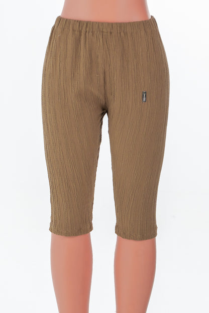Brown Textured Capri