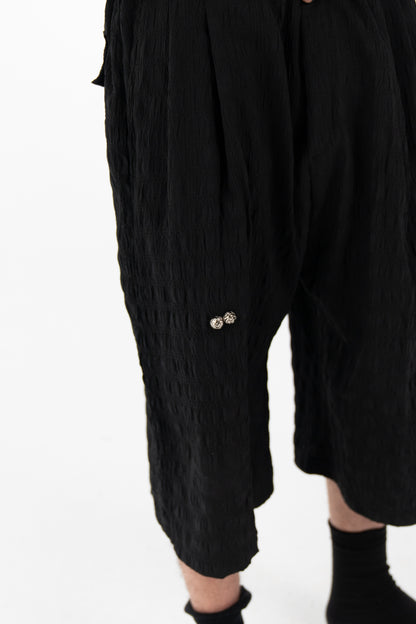 Black plaid Wide Shorts
