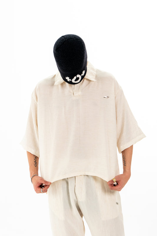 The Pleated Linen Polo