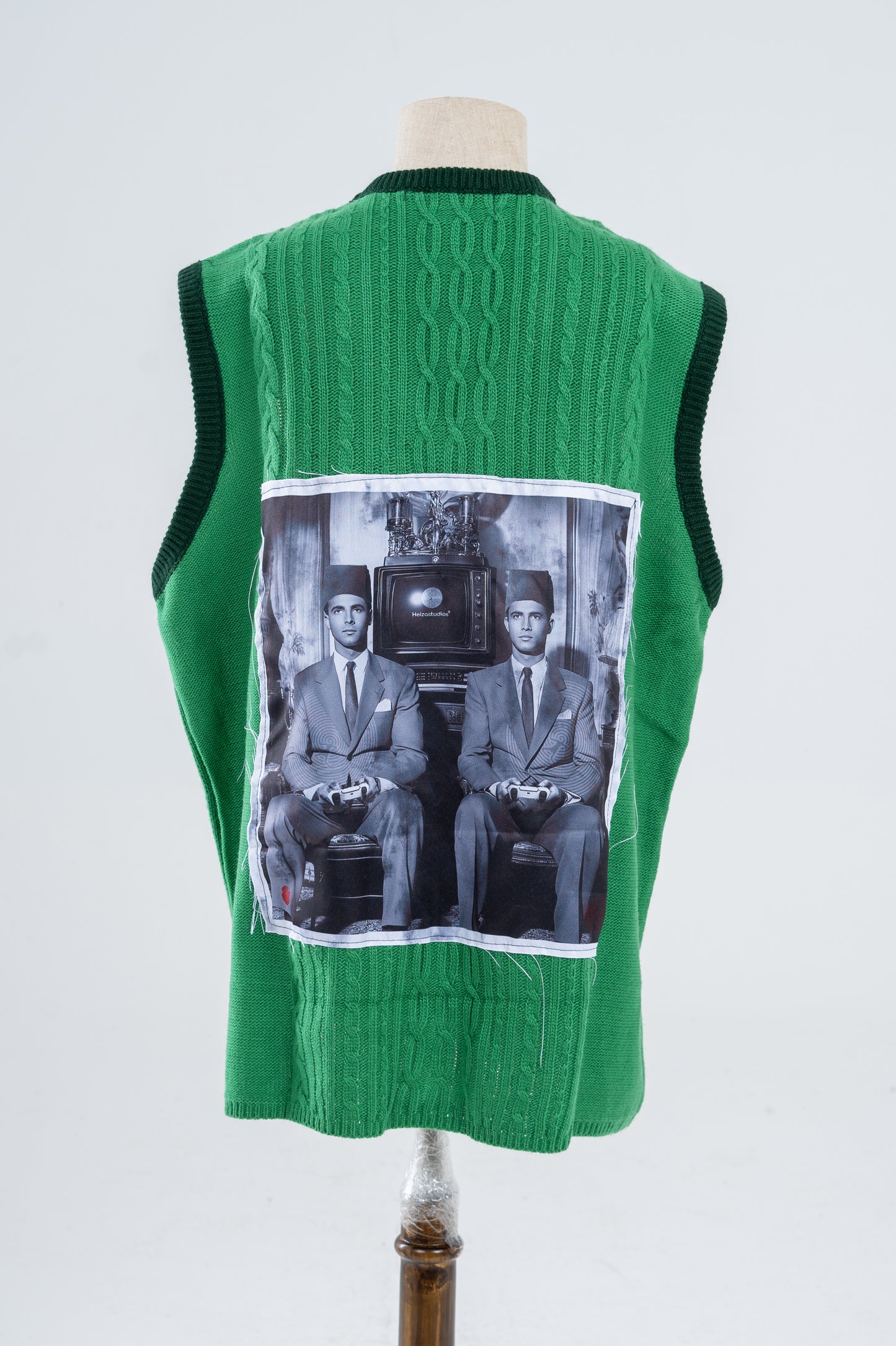 Green Knitted and Jacquard Vest