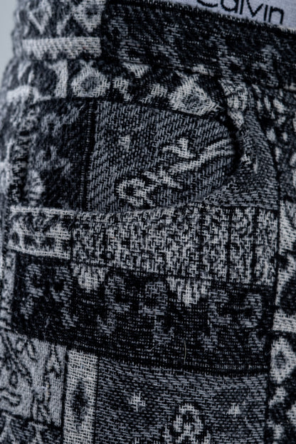 Black Genuine Leather Black Patterned Pants