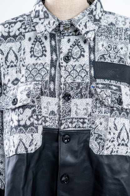 Genuine Leather Gray Patterned Jacquard shirt