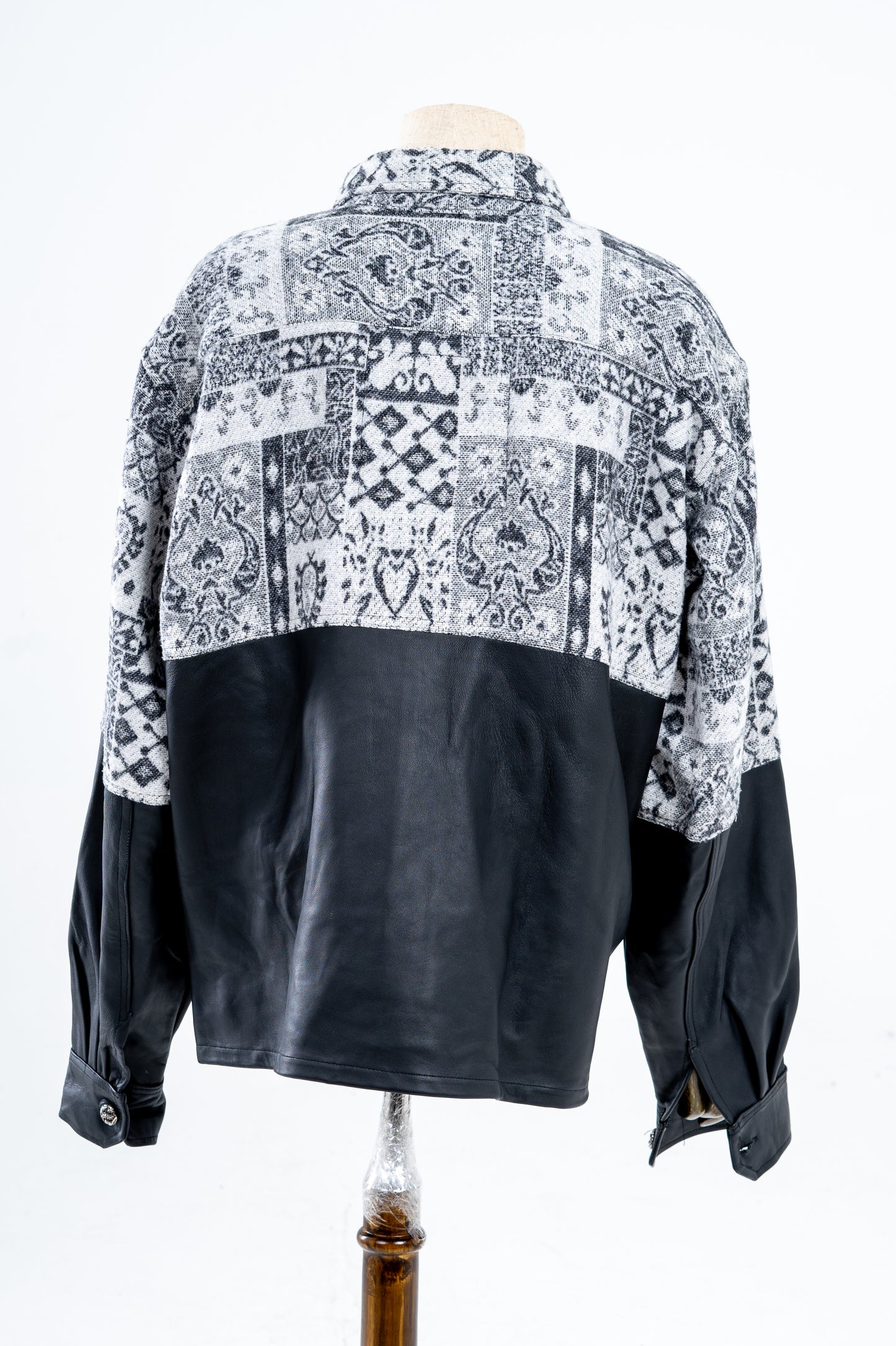 Genuine Leather Gray Patterned Jacquard shirt