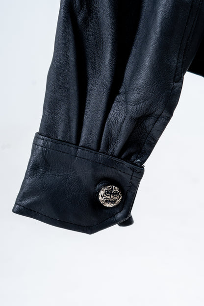 Genuine Leather Gray Patterned Jacquard shirt