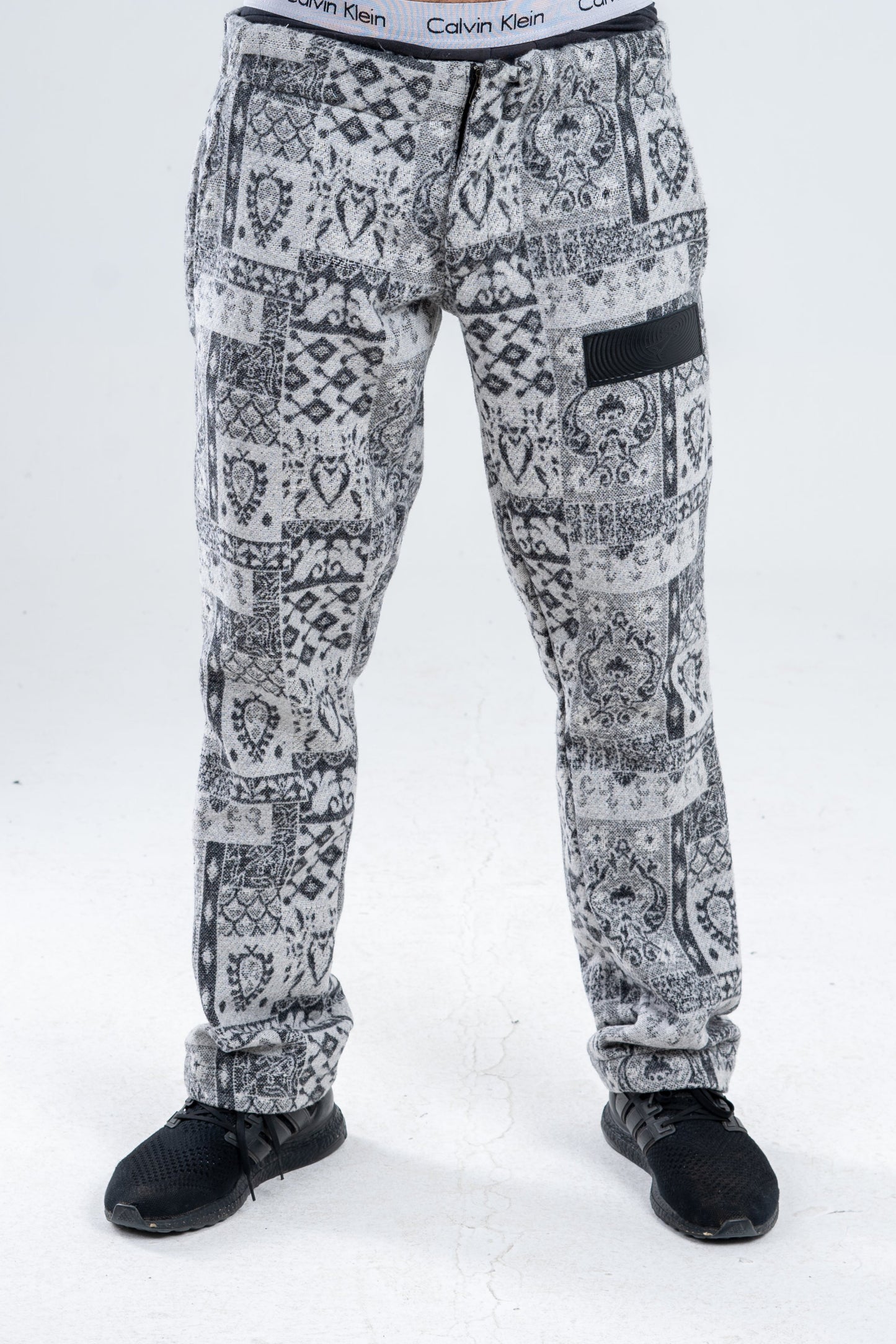 Gray/White Patterned Pants