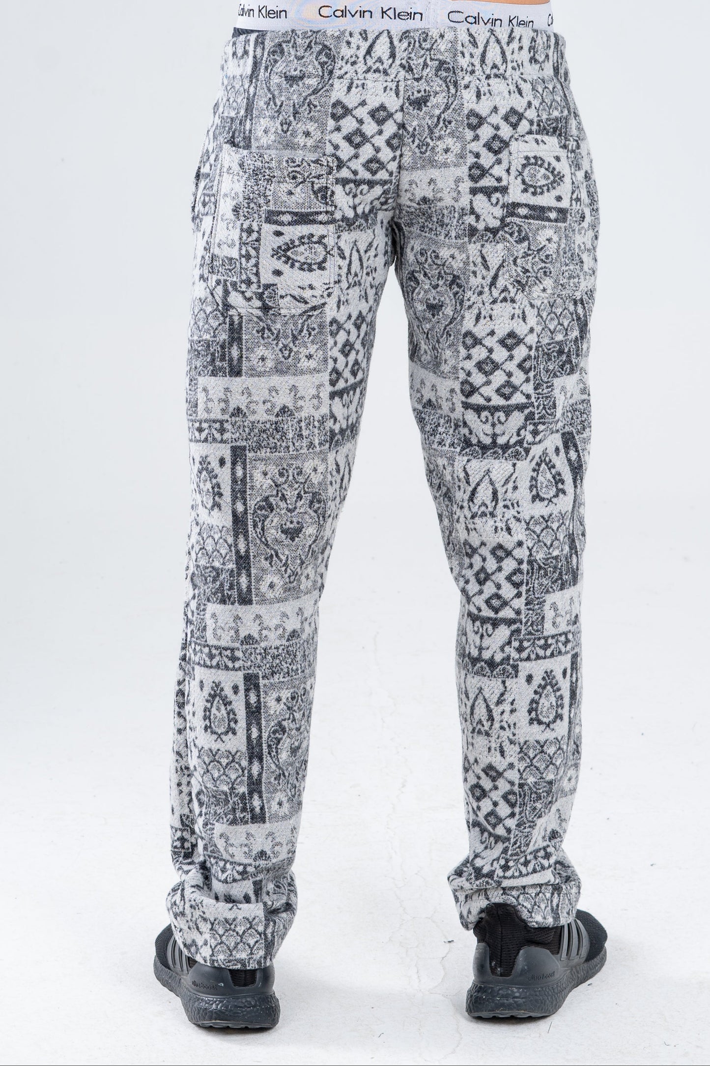 Gray/White Patterned Pants