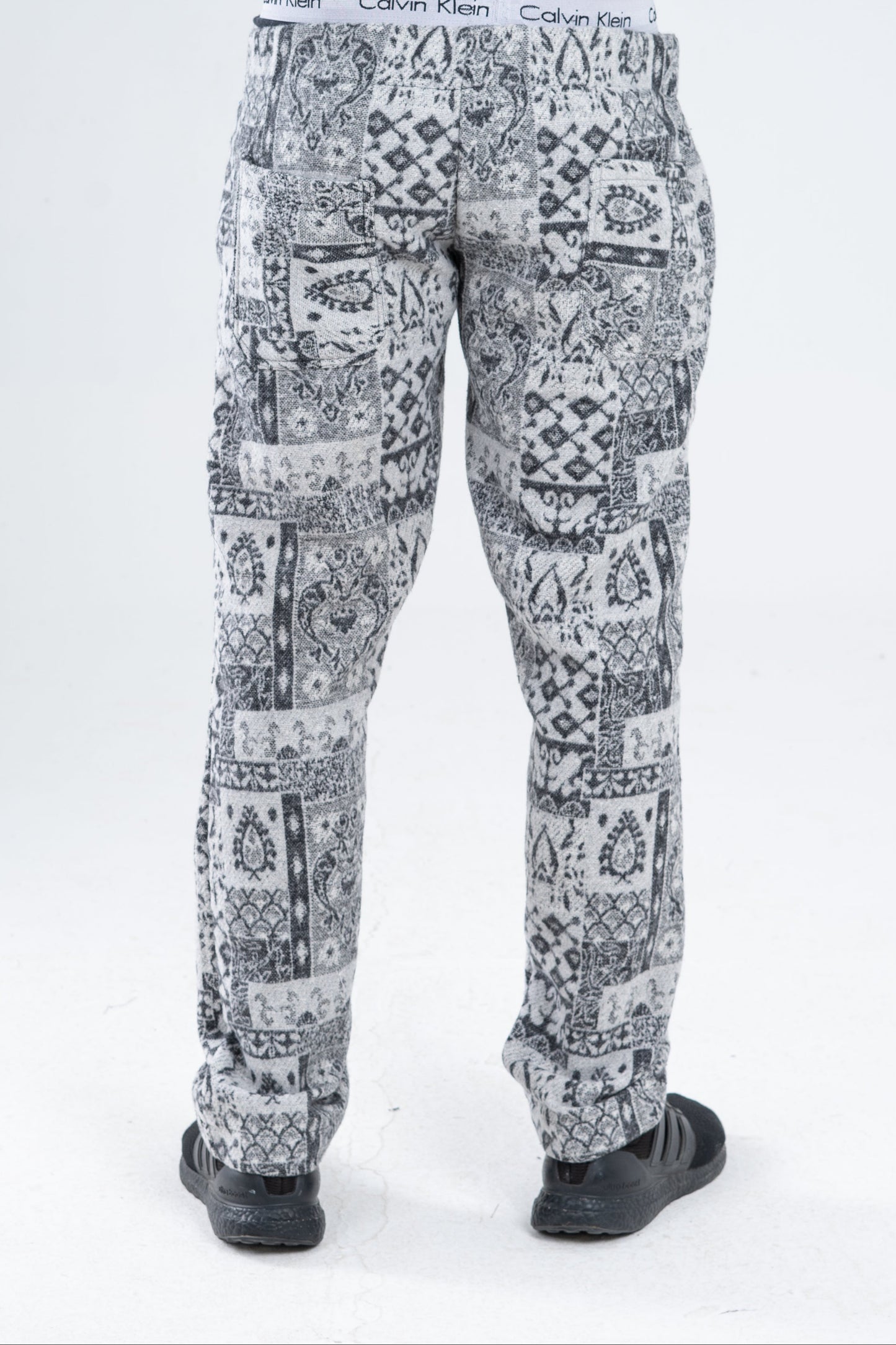 Gray/White Patterned Pants