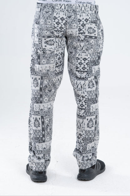 Gray/White Patterned Pants