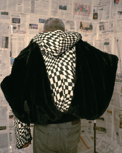 Checkered Fur Adjustable coat