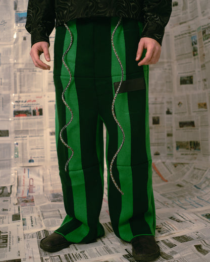 Green Knitted Striped Pants