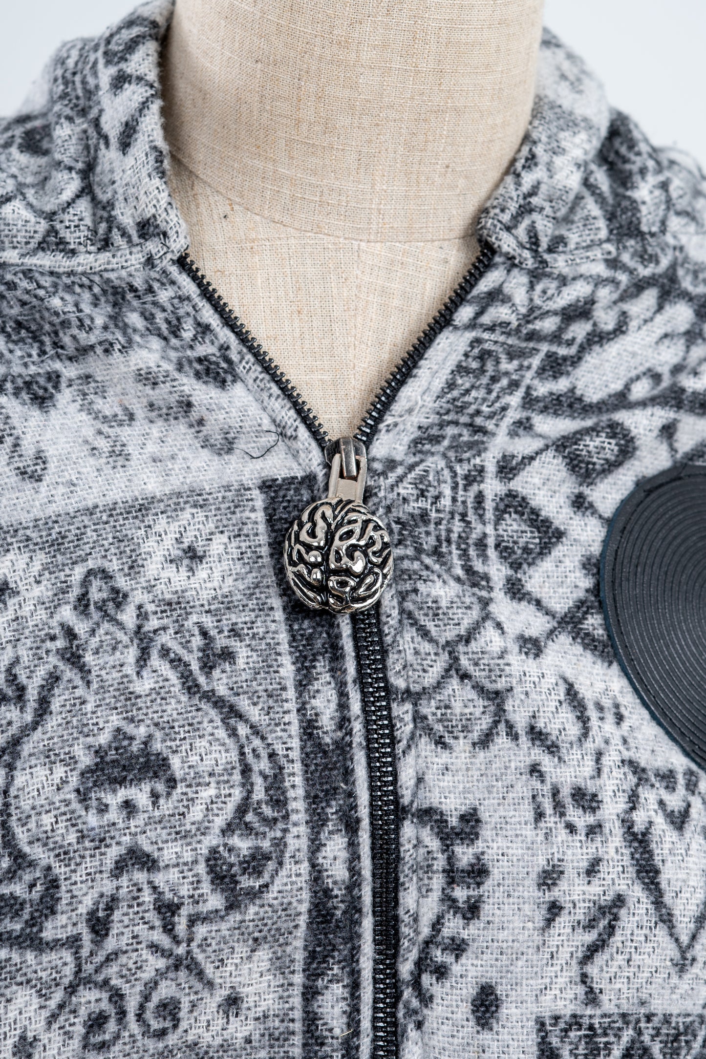 Gray Patterned Zip-up Hoodie