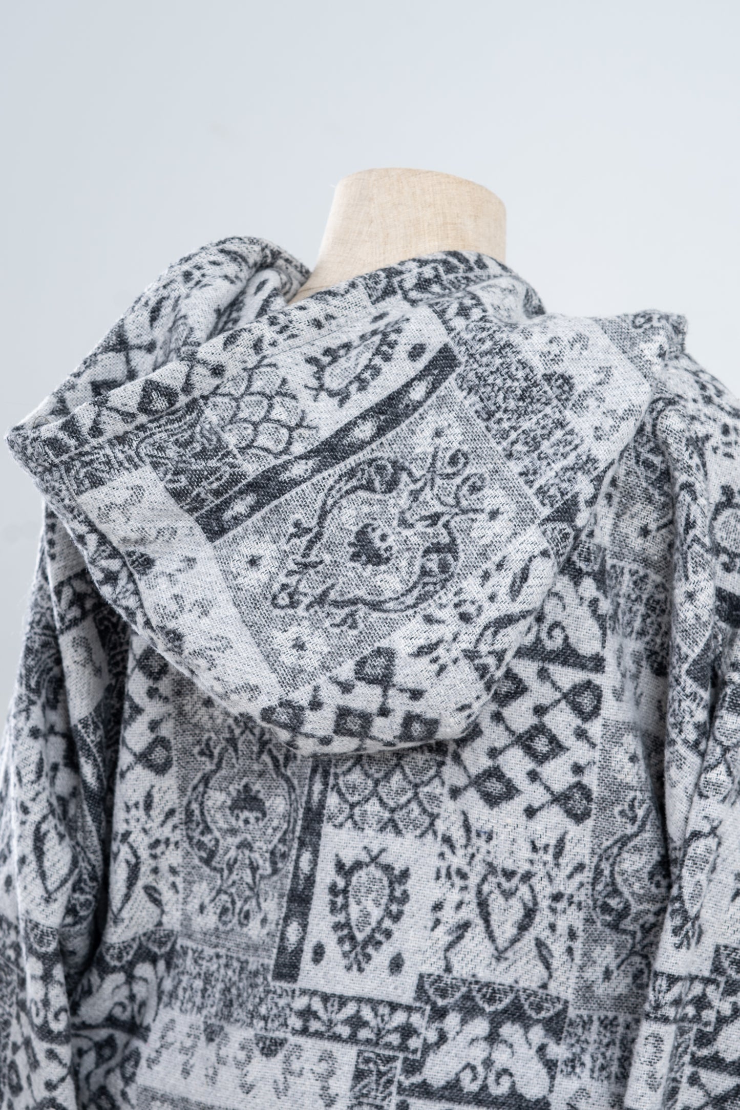 Gray Patterned Zip-up Hoodie