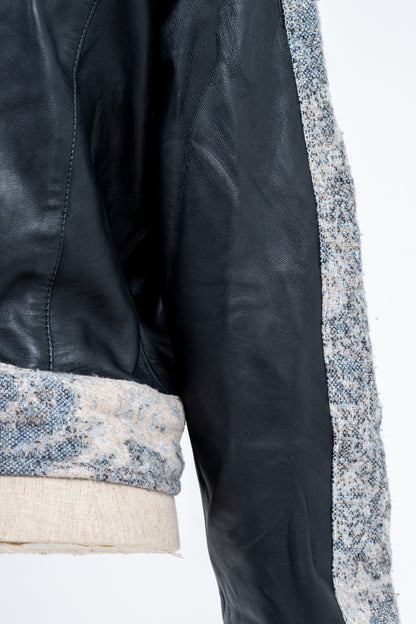 Genuine Leather Jacquard Racer Jacket