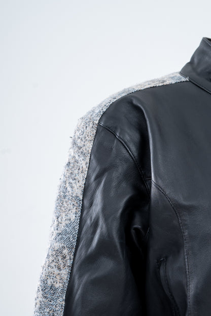 Genuine Leather Jacquard Racer Jacket