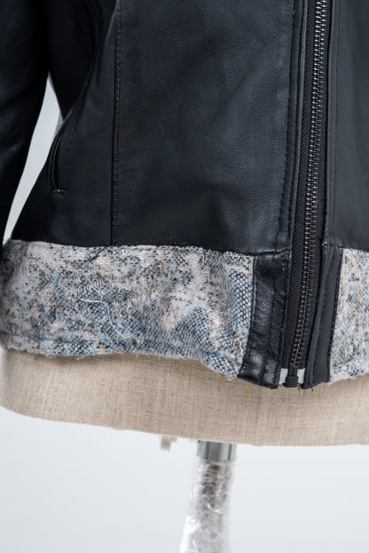 Genuine Leather Jacquard Racer Jacket