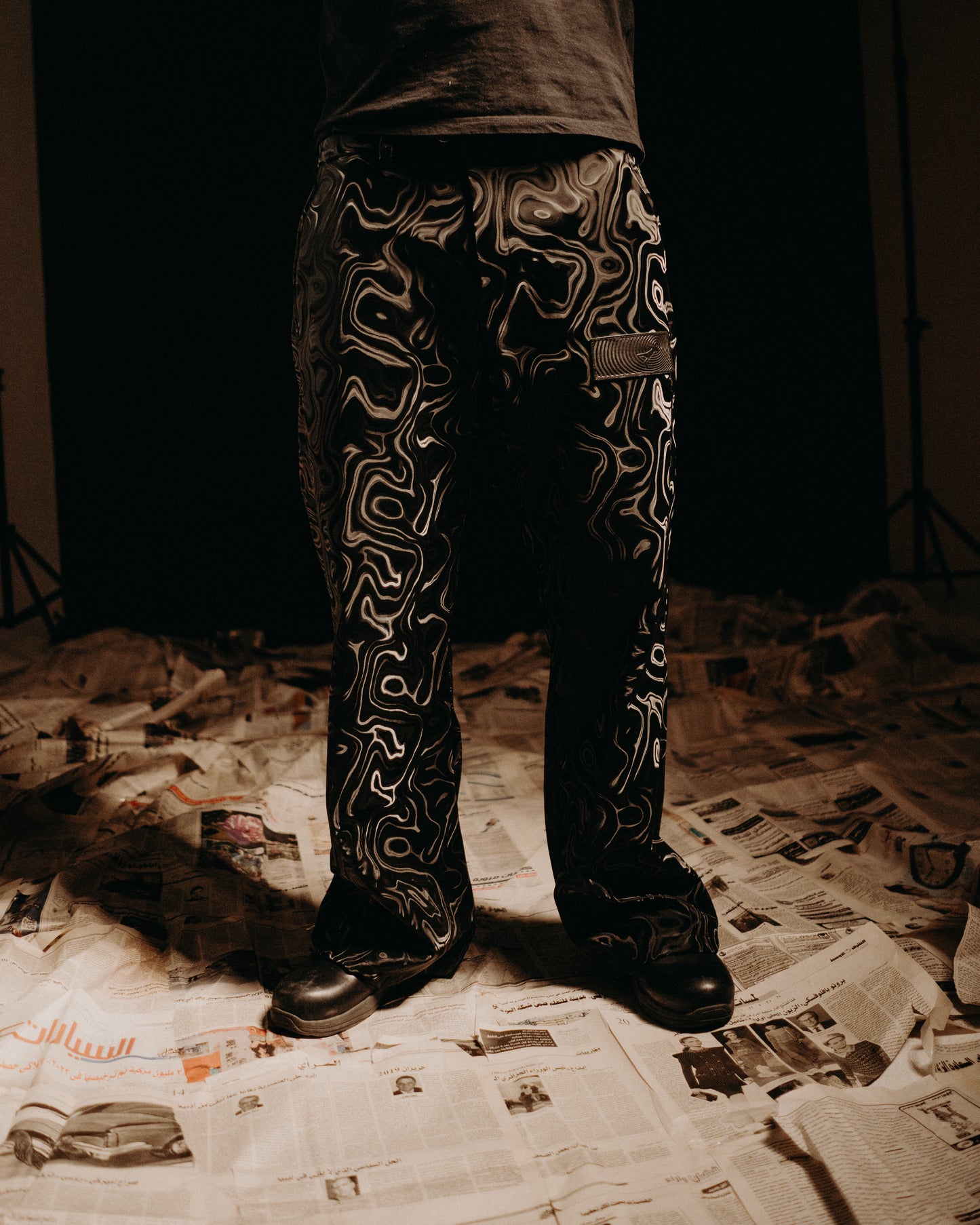 Patterned leather pants