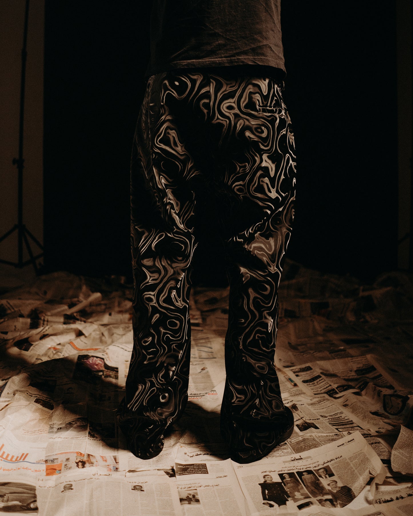 Patterned leather pants