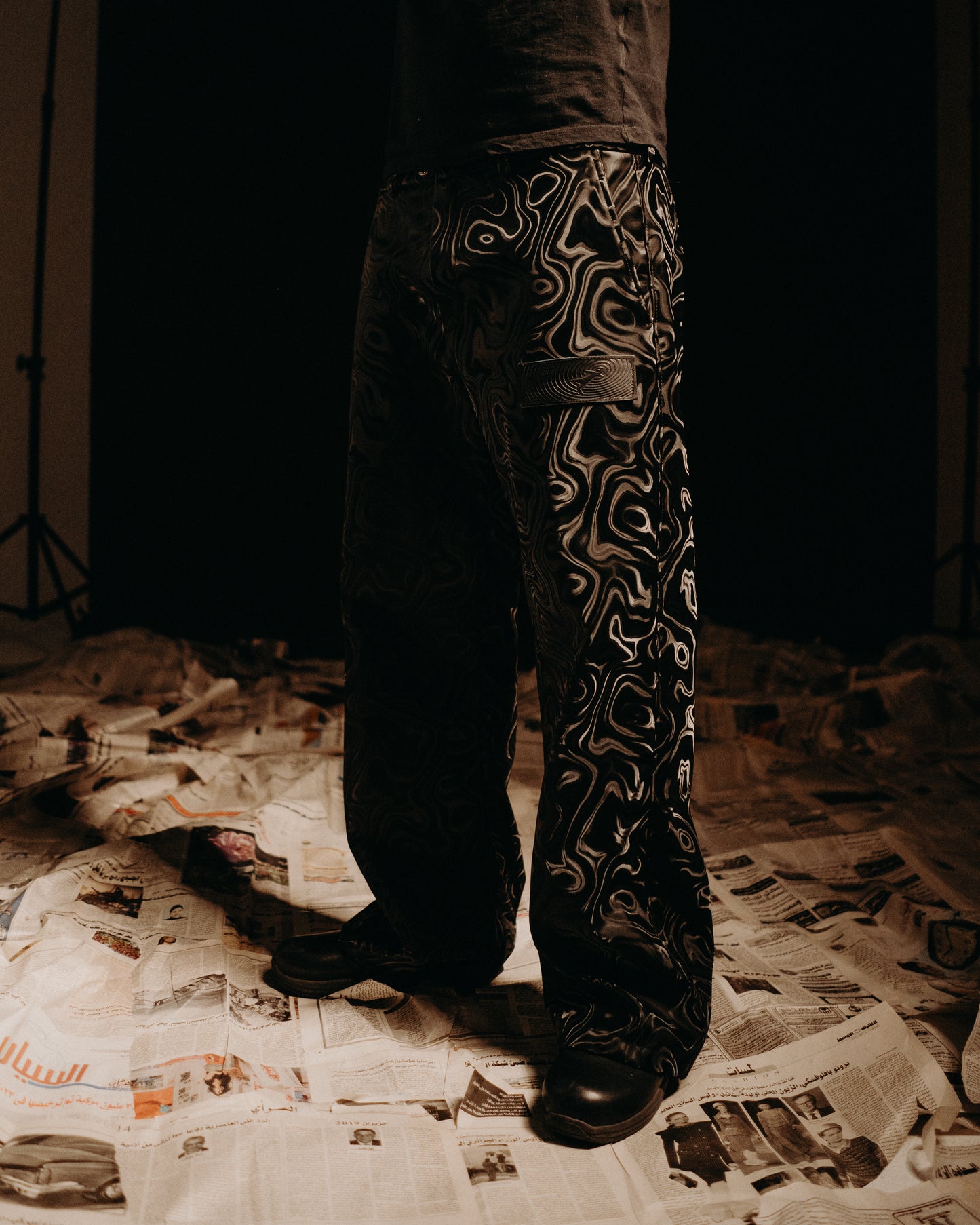 Patterned leather pants