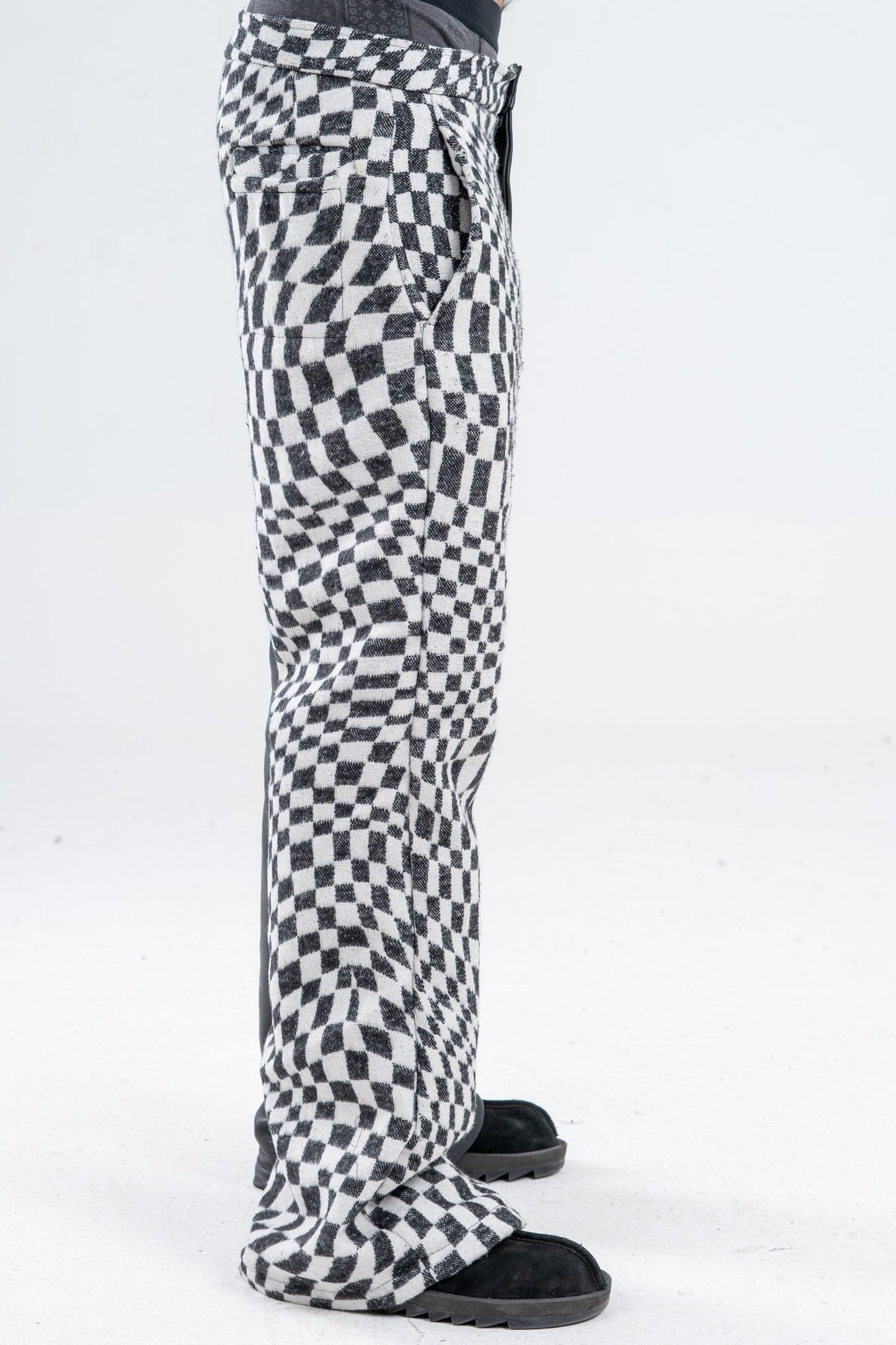 Genuine Leather Checkered Pants