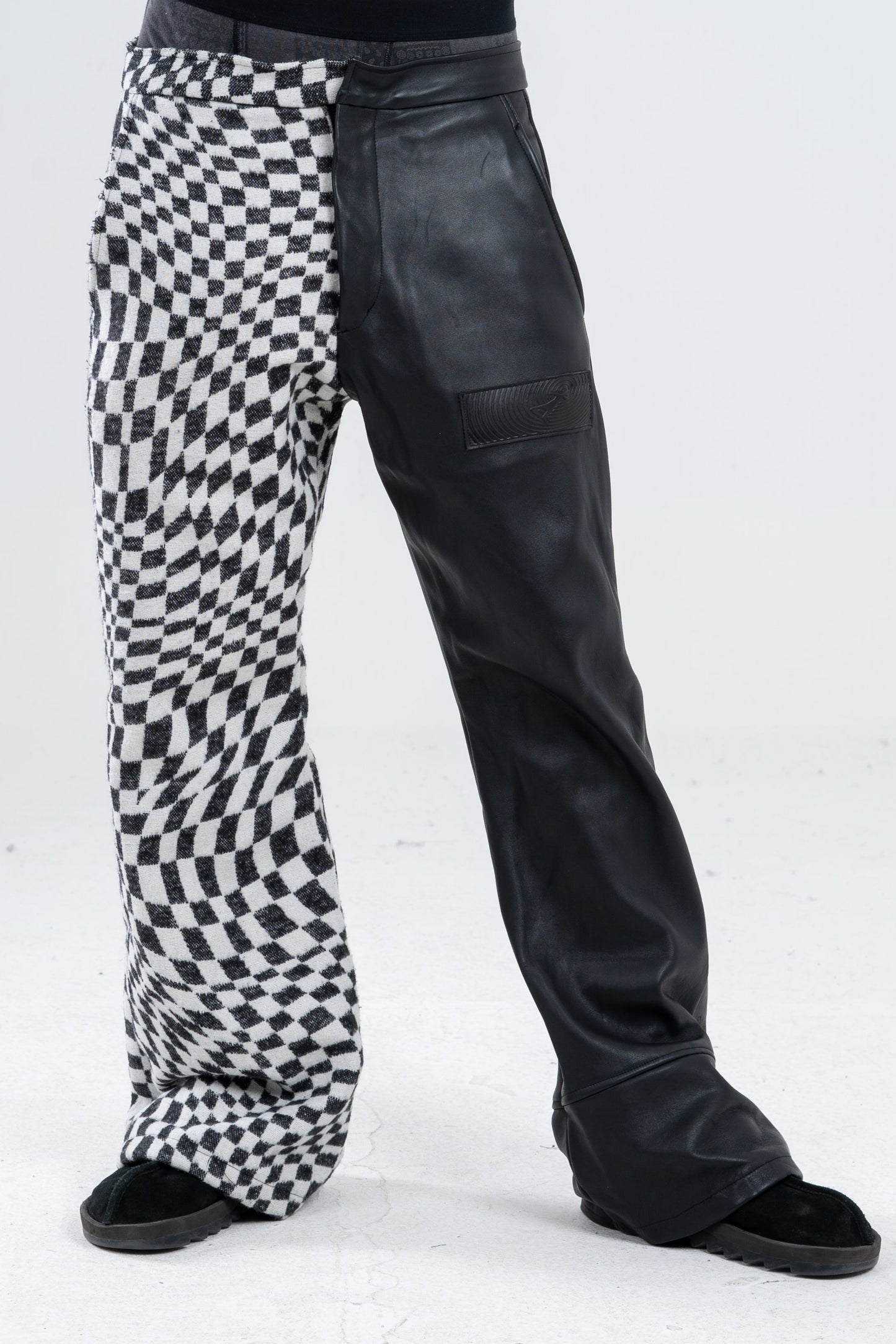 Genuine Leather Checkered Pants