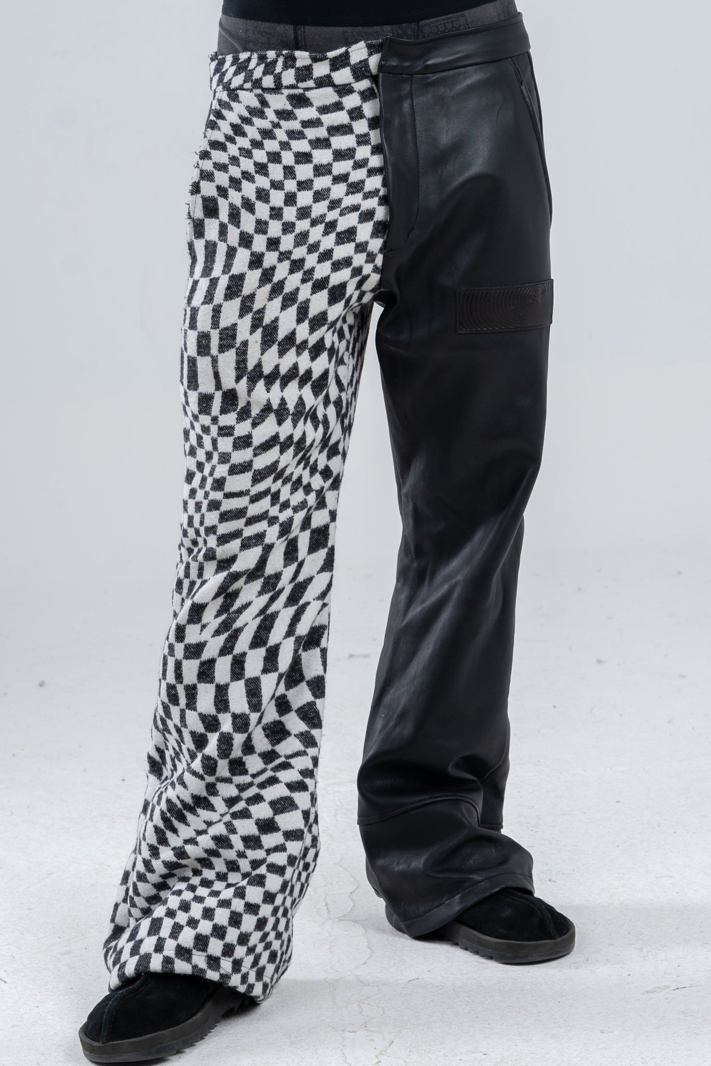 Genuine Leather Checkered Pants