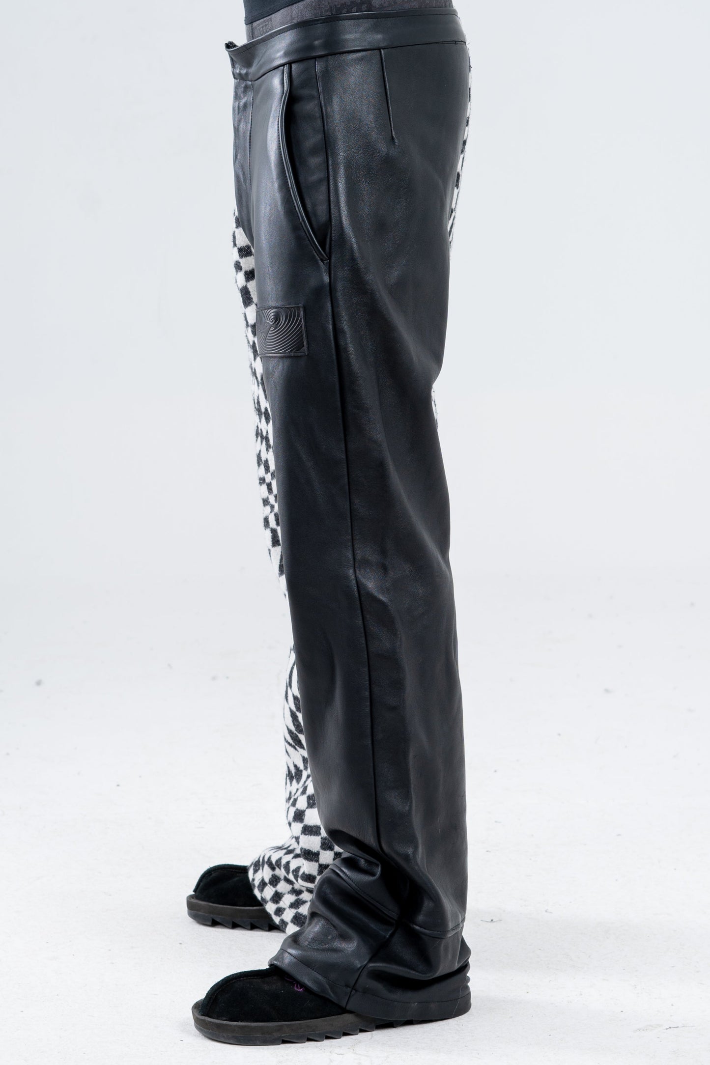 Genuine Leather Checkered Pants