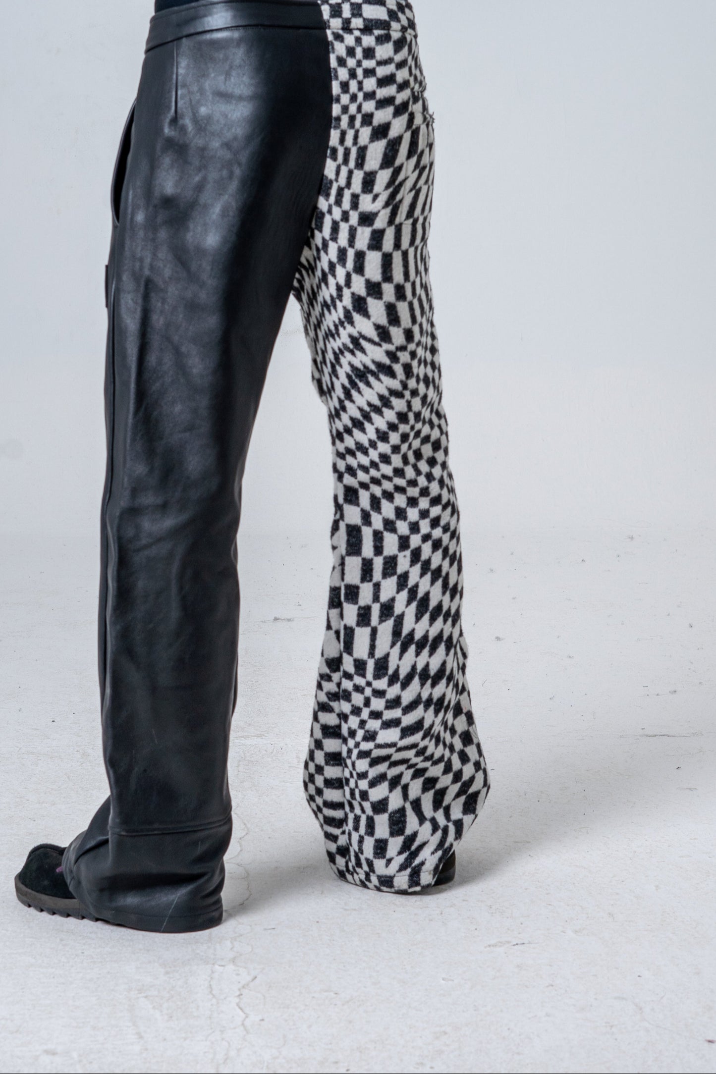 Genuine Leather Checkered Pants