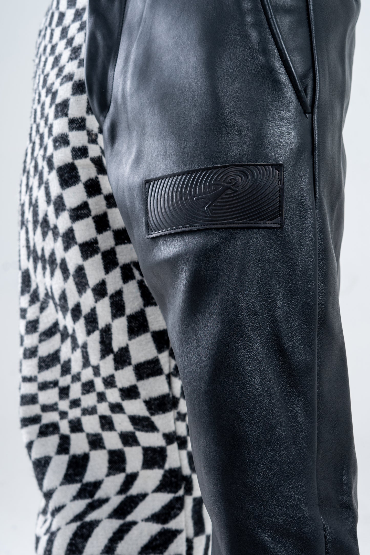 Genuine Leather Checkered Pants