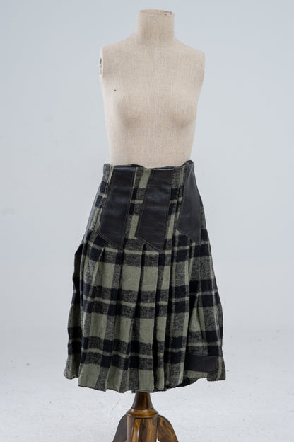 Green Plaid Long Skirt