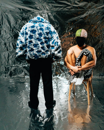Blue/white Fur Half-zip