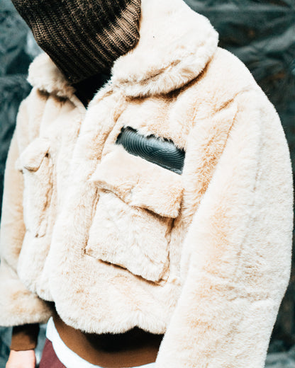 Beige Fur Half-zip