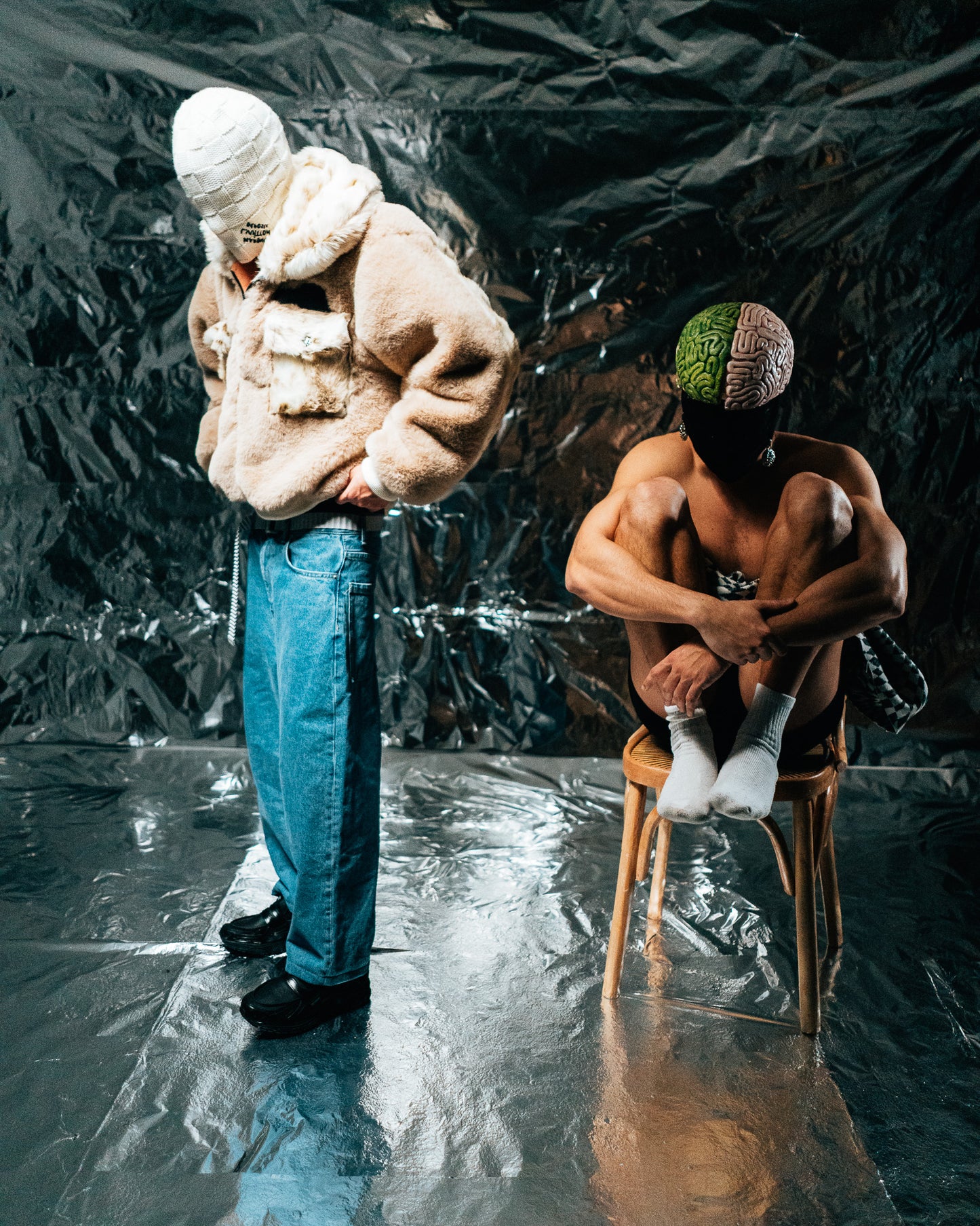 Beige/wolf Fur Half-zip