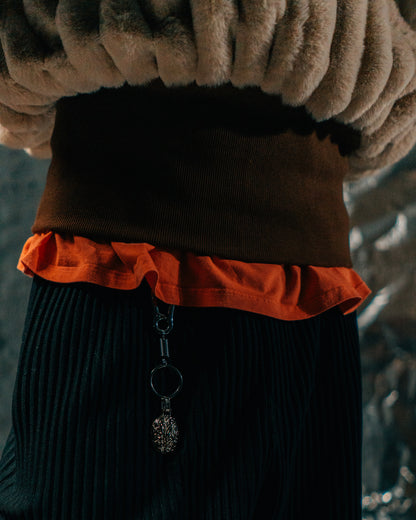 Beige plaid Fur Half-zip