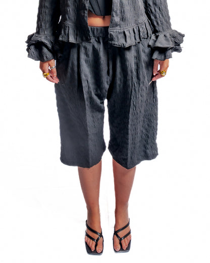 Black plaid Wide Shorts
