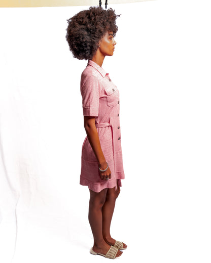 Pink Knitted Collar Dress