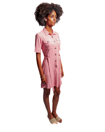 Pink Knitted Collar Dress