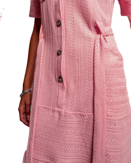 Pink Knitted Collar Dress