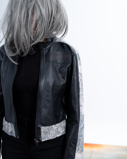 Genuine Leather Jacquard Racer Jacket
