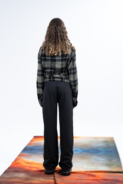 Cropped Green Plaid shirt